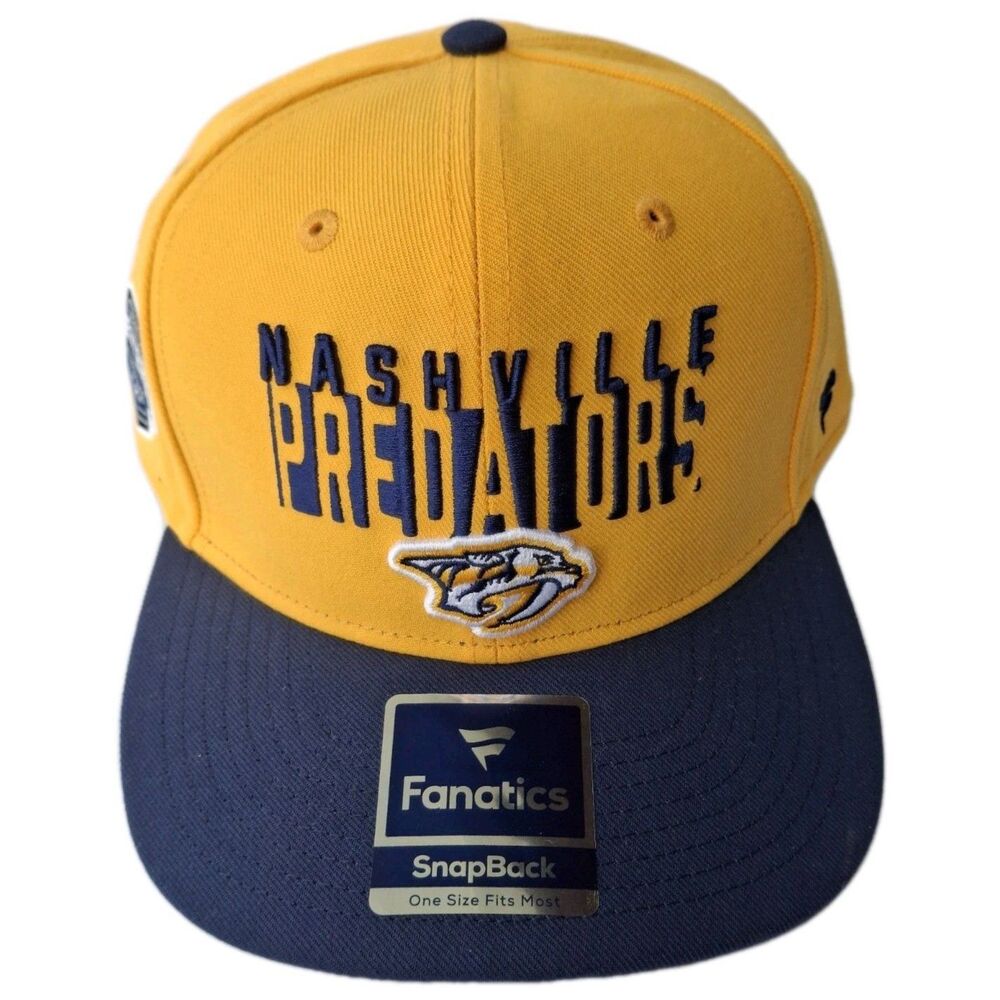 NEW Nashville Predators Fanatics Authentic Pro Gold Navy Snapback Hat OSFM